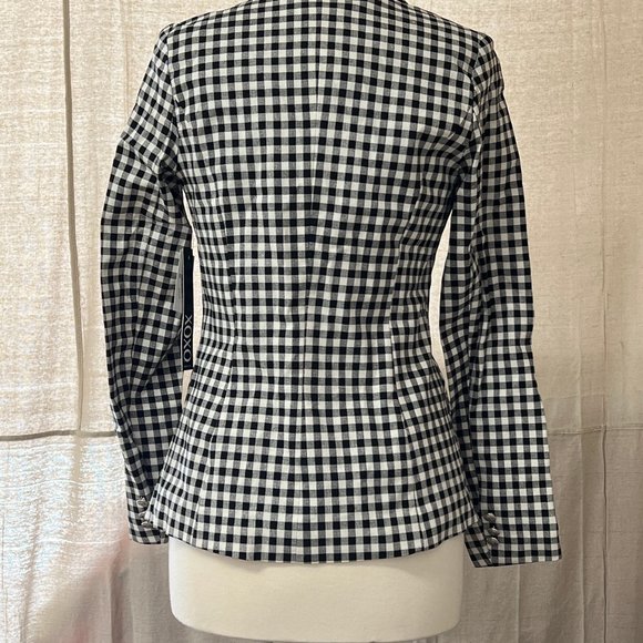 NWT XOXO,Xoxo Juniors' Gingham-Print Blazer black white stretch M - Picture 3 of 5